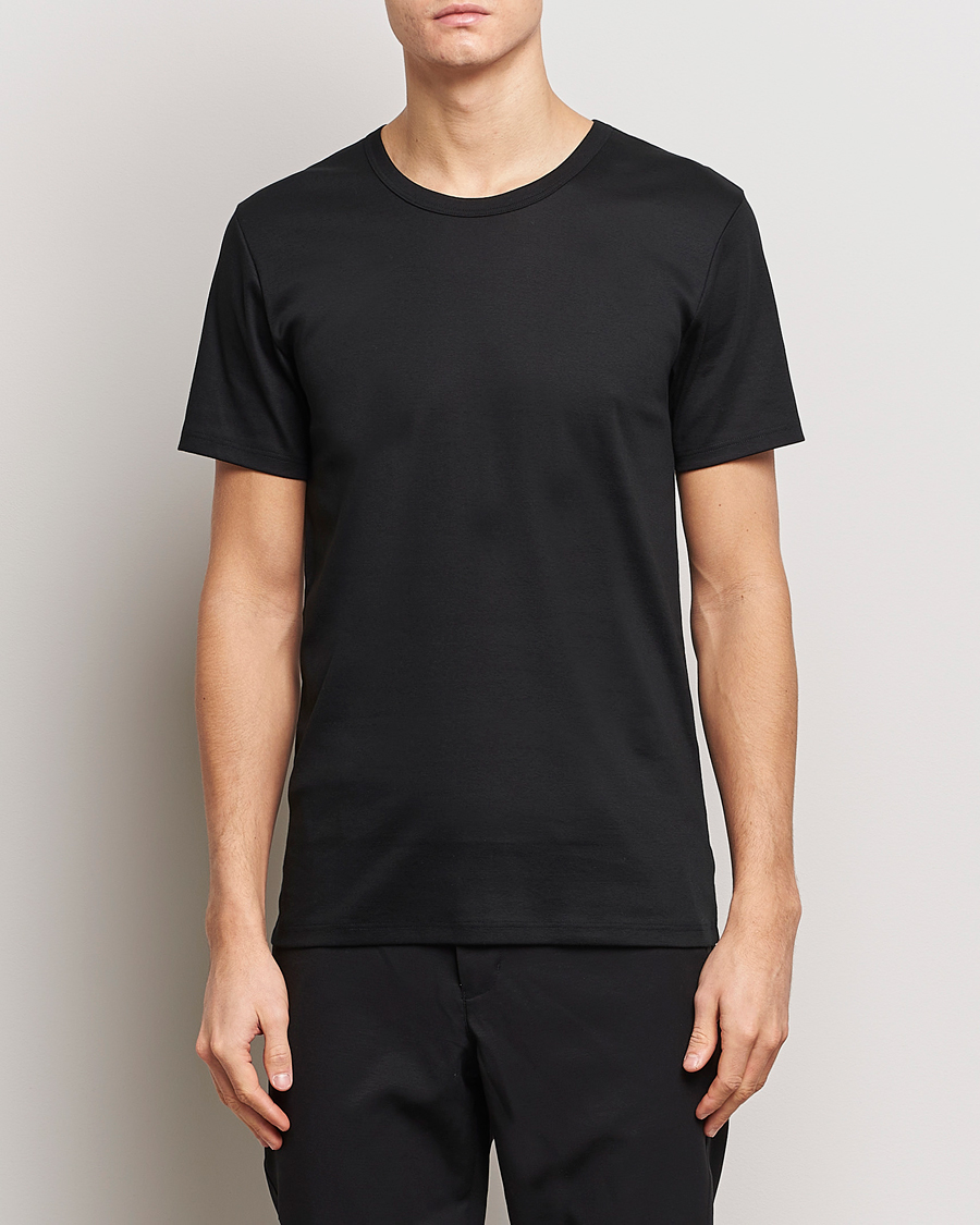 Mies |  | Zimmerli of Switzerland | Mercerized Cotton Crew Neck T-Shirt Black