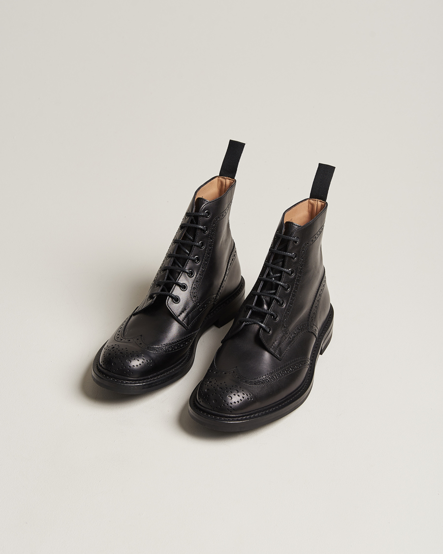 Mies | Nauhalliset varsikengät | Tricker's | Stow Dainite Country Boots Black Calf