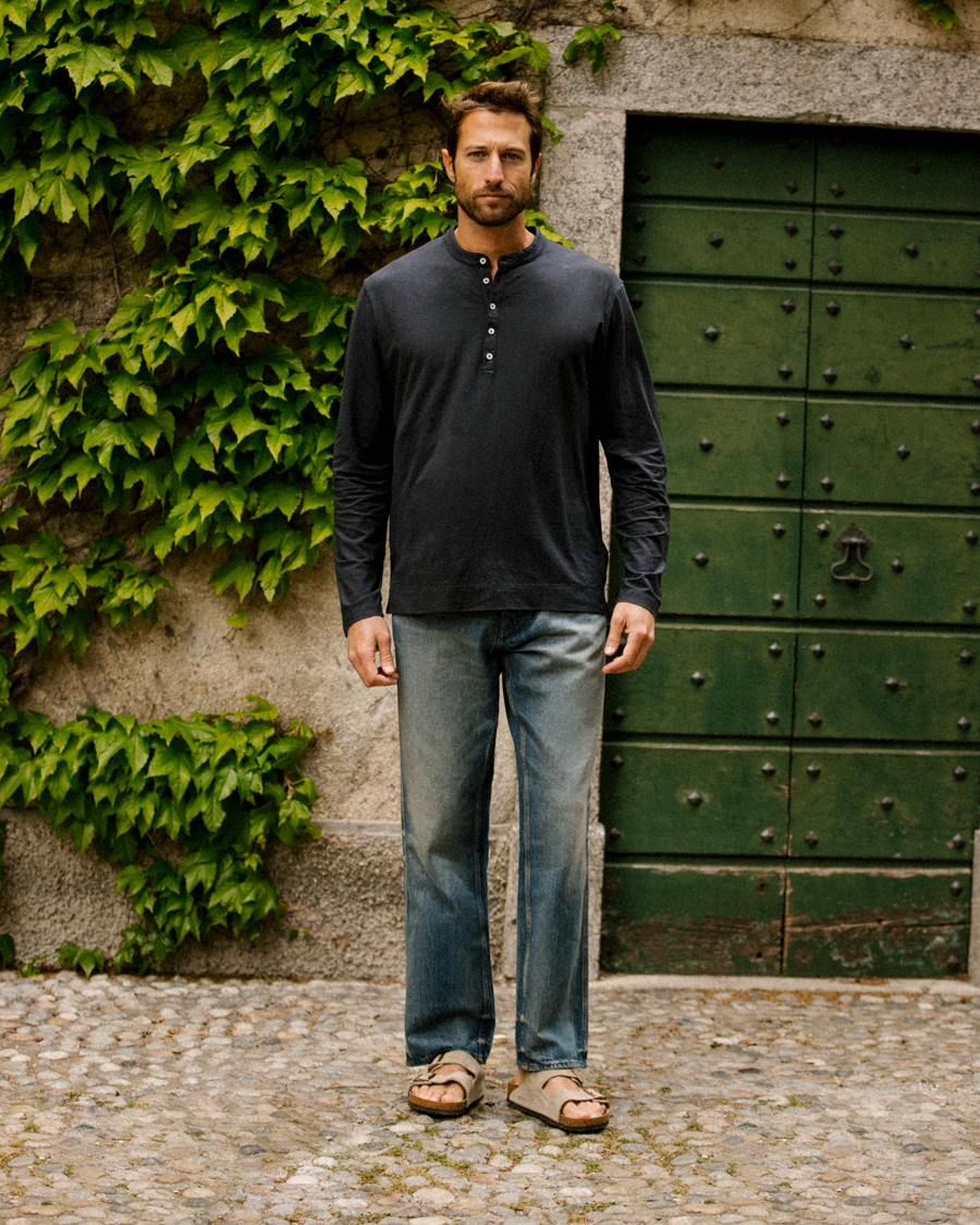 Mies | Puserot | Massimo Alba | Hawai Watercolor Henley Washed Black