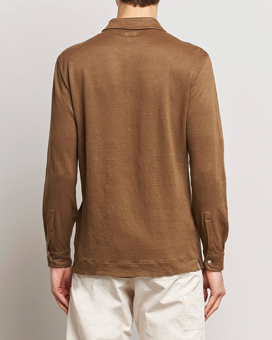 Mies | Puserot | Massimo Alba | Raya Long Sleeve Linen Polo Brown