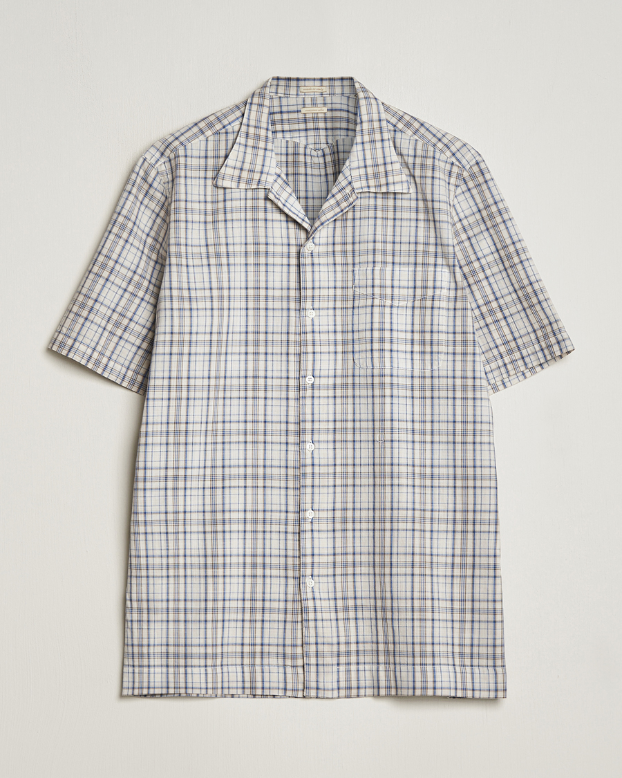 Mies | Kauluspaidat | Massimo Alba | Venice Macro Check Bowling Shirt Blue/Beige