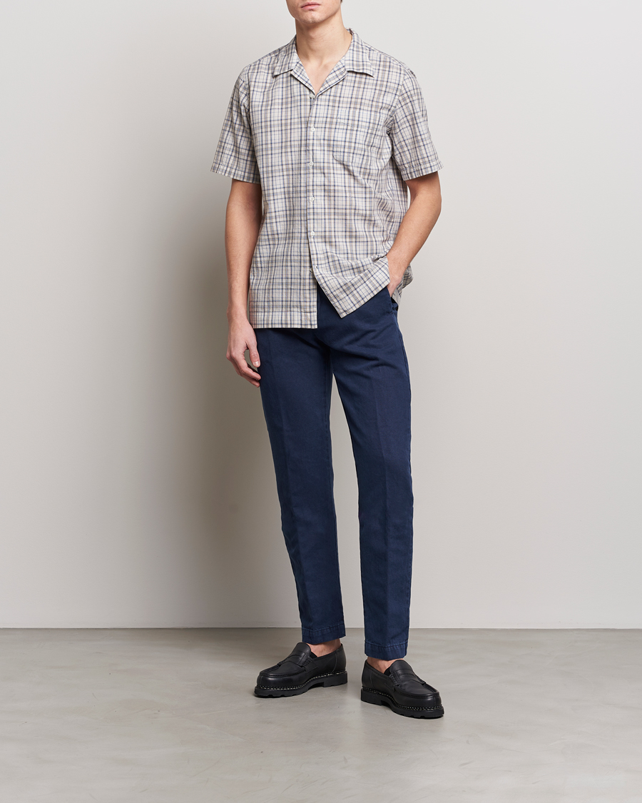 Mies | Kauluspaidat | Massimo Alba | Venice Macro Check Bowling Shirt Blue/Beige