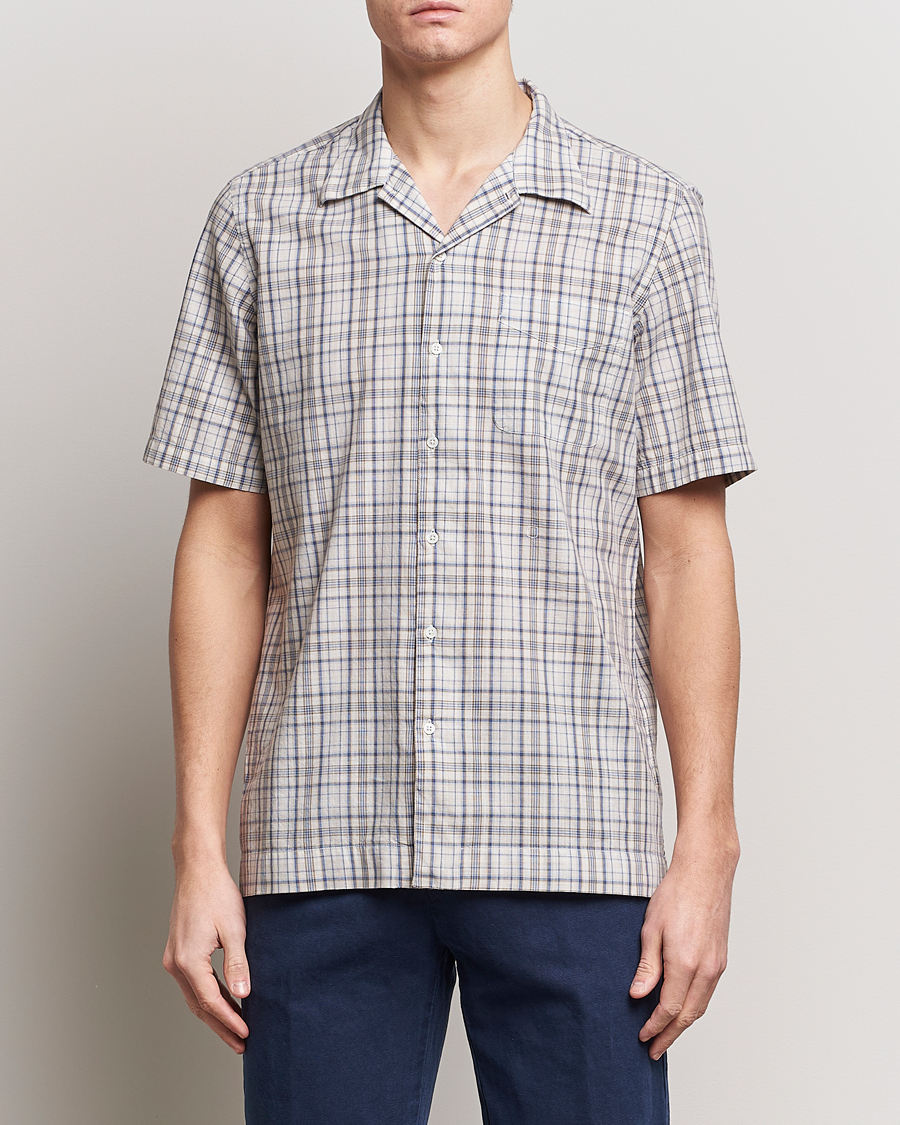 Mies | Kauluspaidat | Massimo Alba | Venice Macro Check Bowling Shirt Blue/Beige