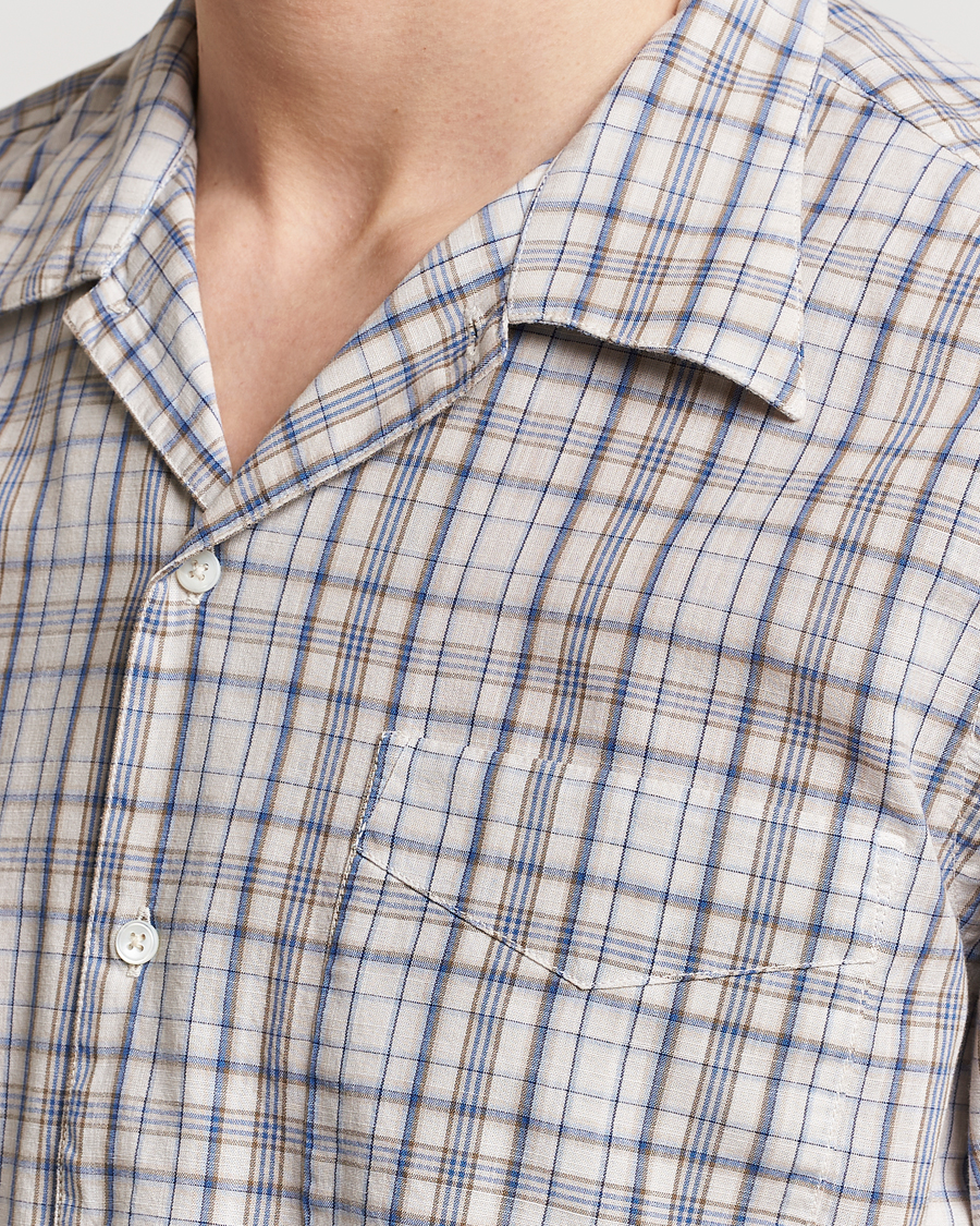 Mies | Kauluspaidat | Massimo Alba | Venice Macro Check Bowling Shirt Blue/Beige