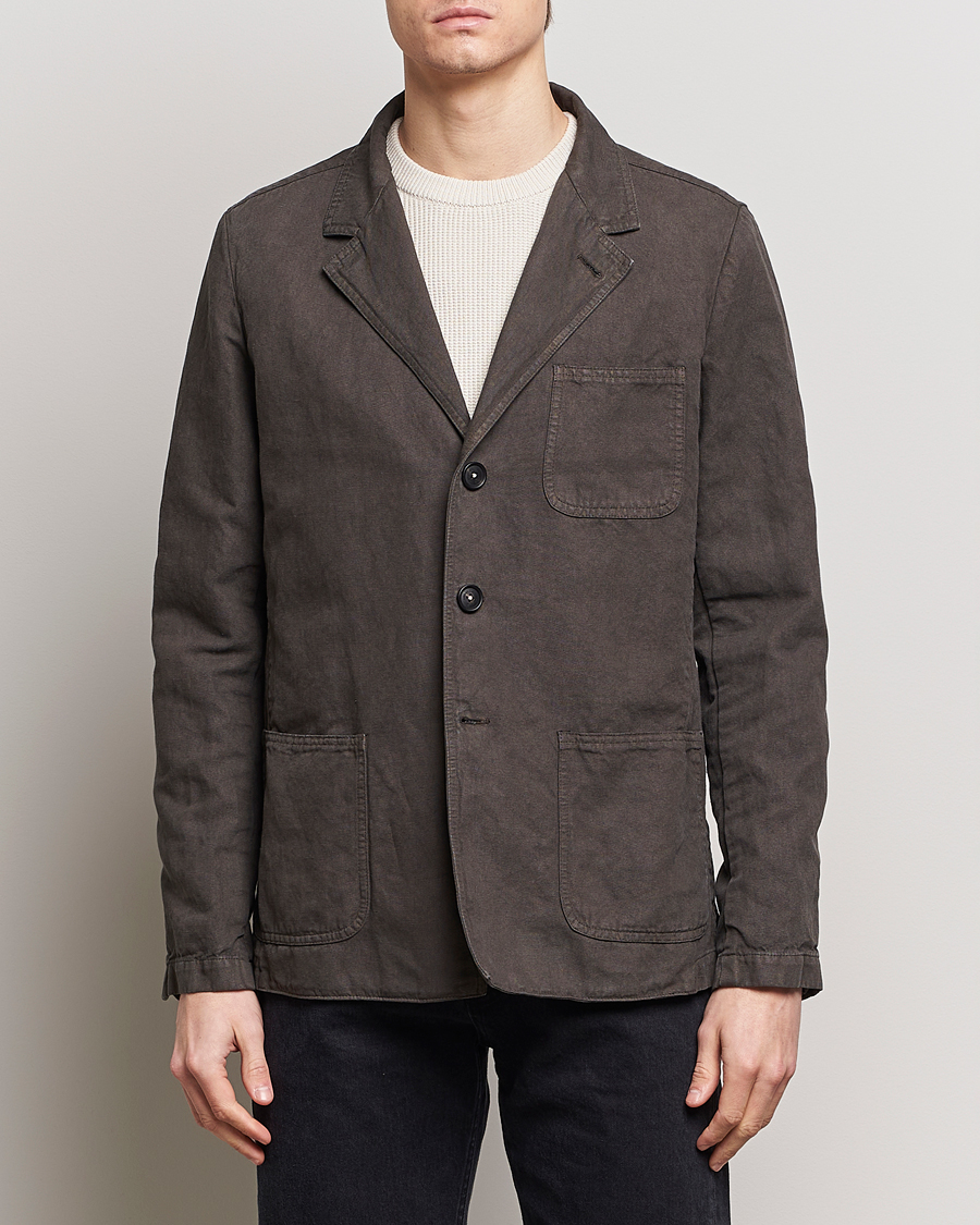 Mies | Takit | Massimo Alba | Baglietto Washed Cotton Work Jacket Dark Brown