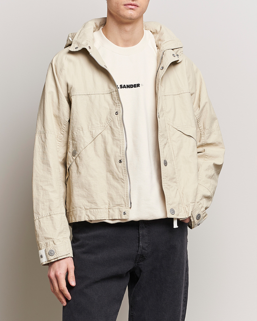 Mies |  | Stone Island | Marina Pleated Linen Hood Jacket Natural Beige