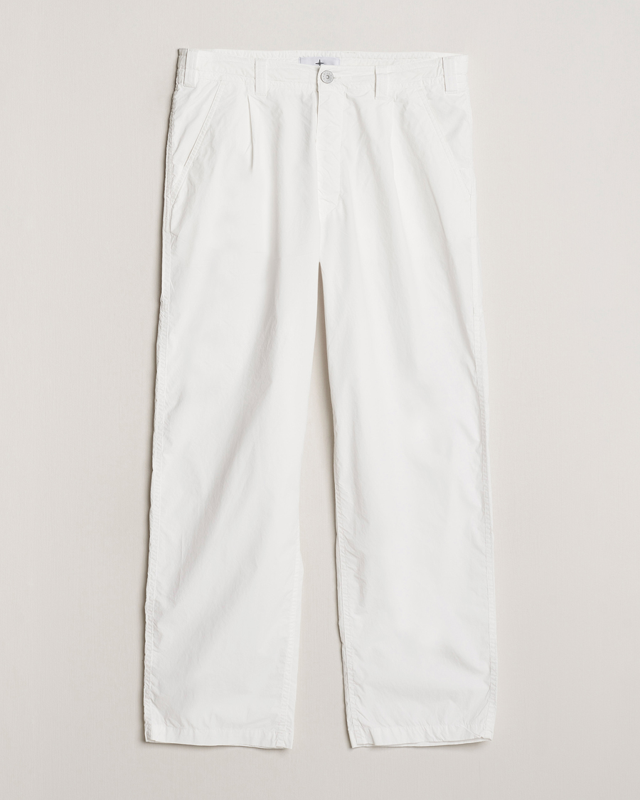 Mies | Housut | Stone Island | Marina Washed Cotton Canvas Trousers White