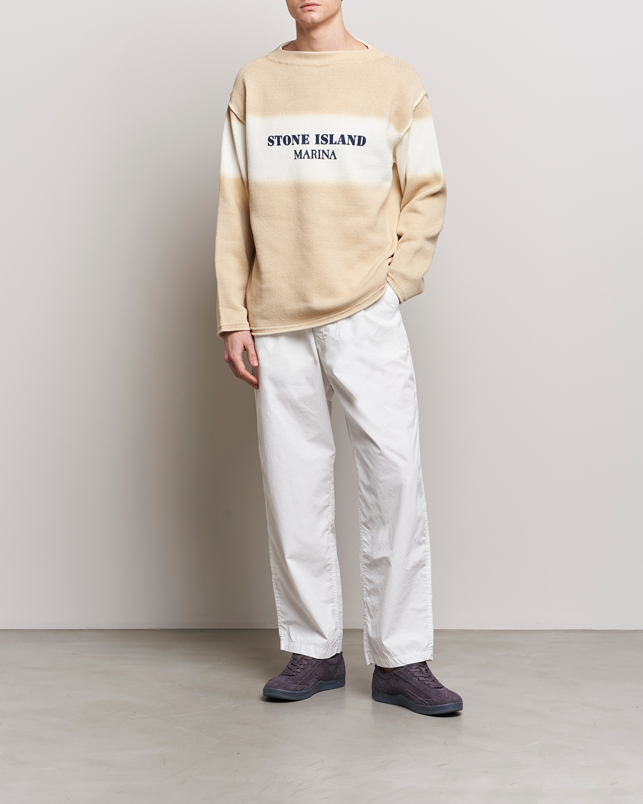 Mies | Housut | Stone Island | Marina Washed Cotton Canvas Trousers White