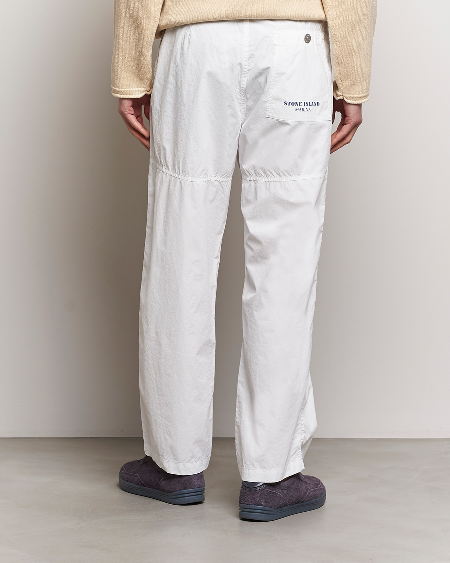 Mies | Housut | Stone Island | Marina Washed Cotton Canvas Trousers White