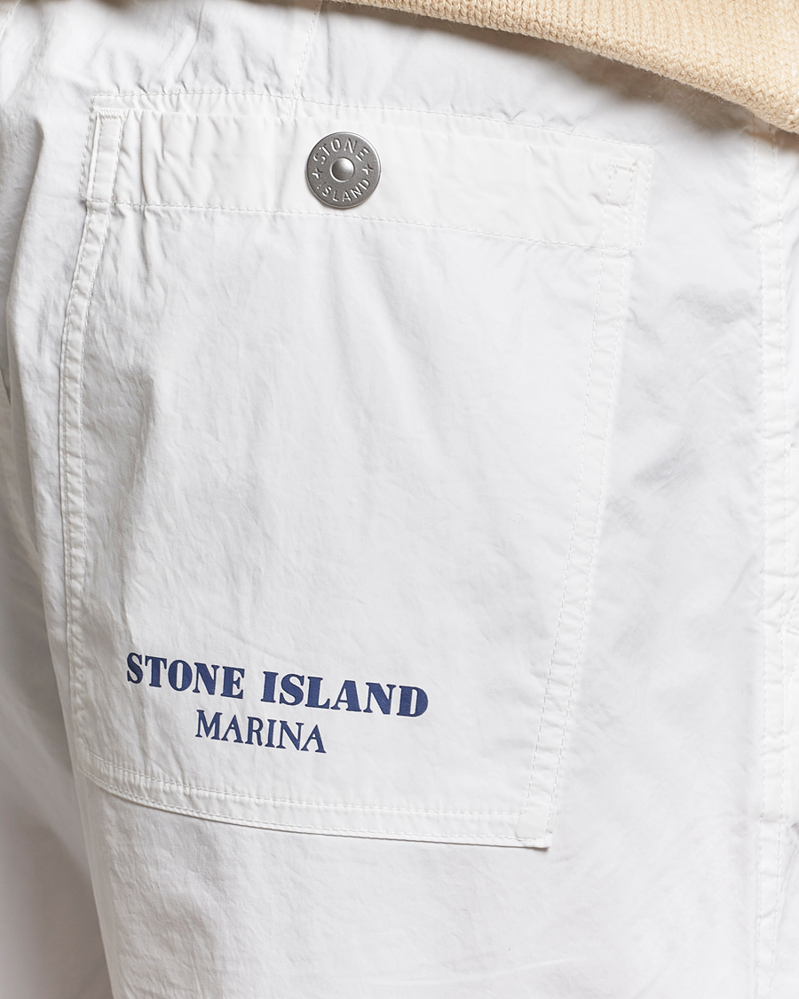 Mies | Housut | Stone Island | Marina Washed Cotton Canvas Trousers White