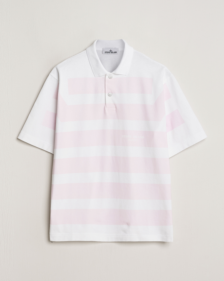 Mies | Pikeet | Stone Island | Marina Striped Cotton Poloshirt White