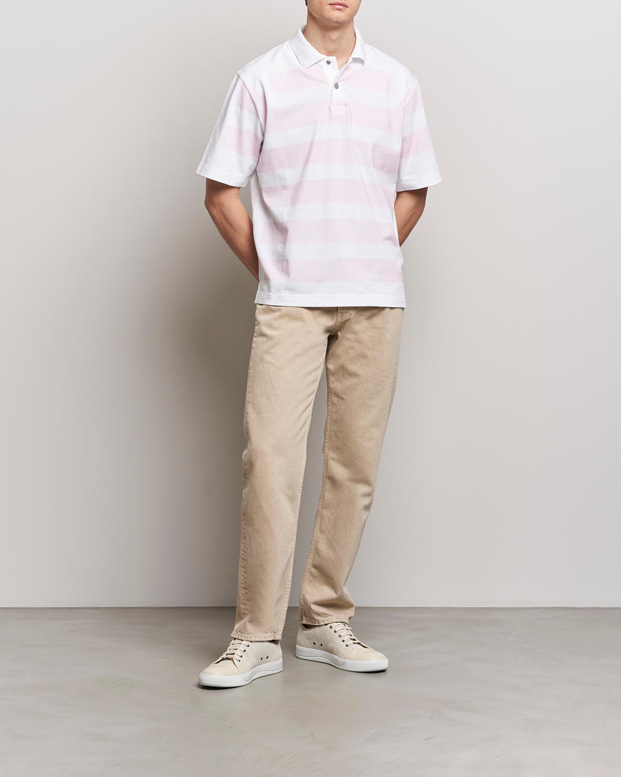 Mies | Pikeet | Stone Island | Marina Striped Cotton Poloshirt White
