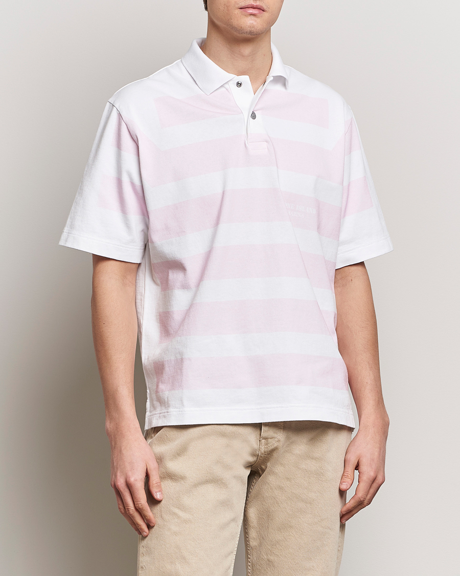 Mies | Pikeet | Stone Island | Marina Striped Cotton Poloshirt White