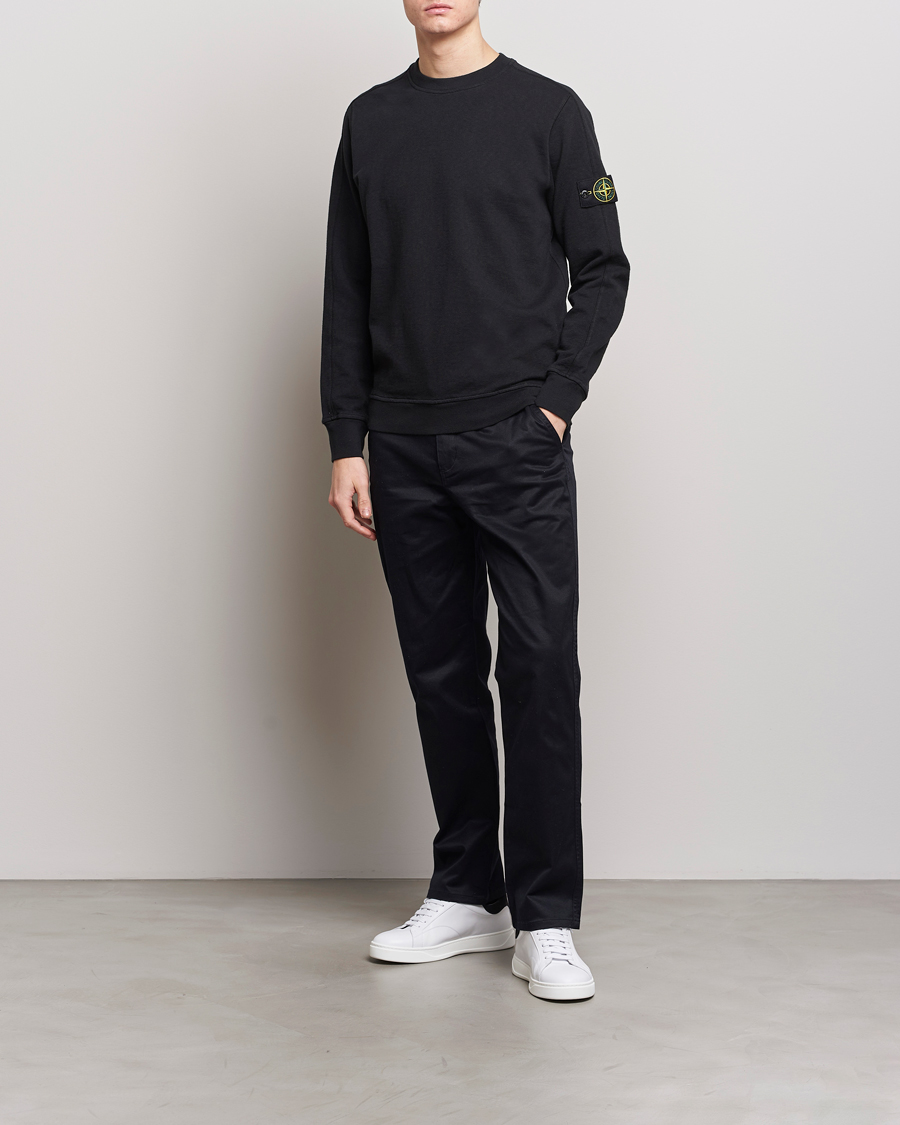 Mies | Puserot | Stone Island | Garment Dyed Cotton Old Effect Sweatshirt Black