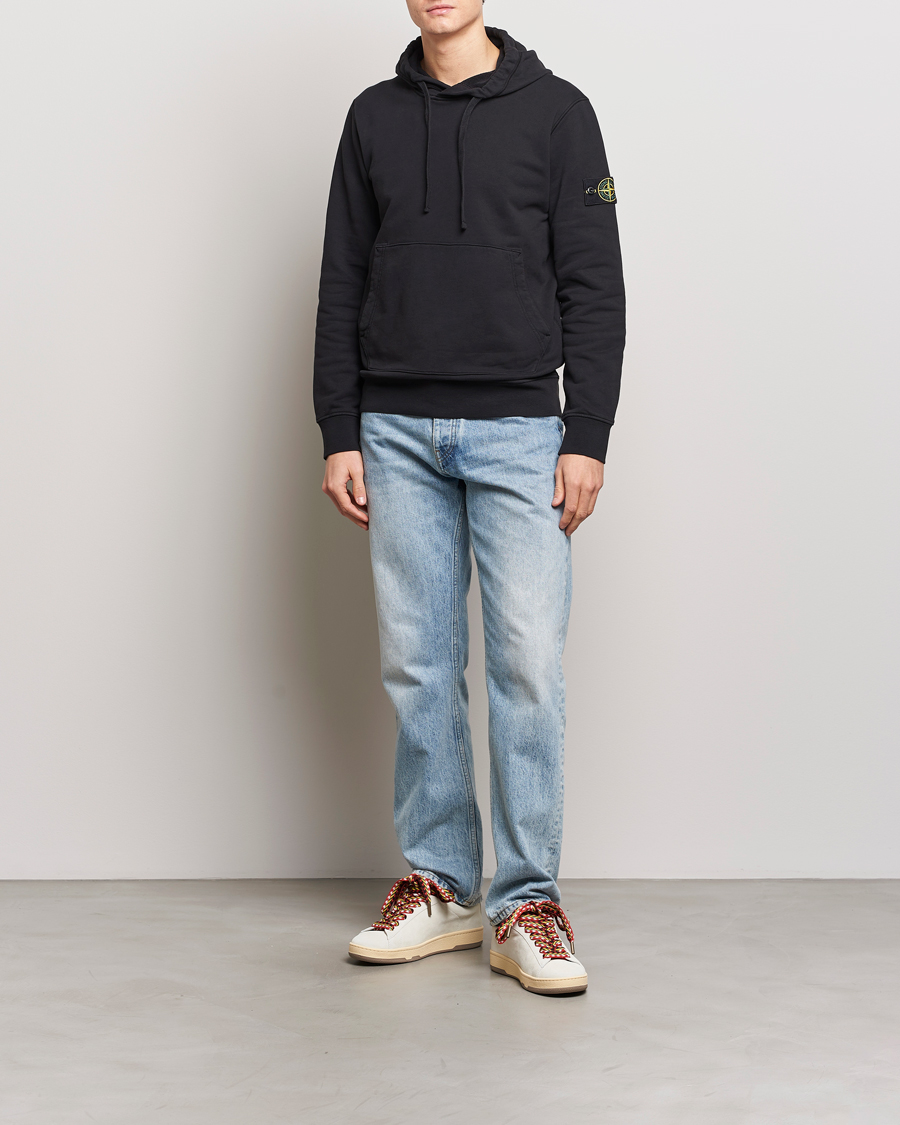 Mies | Puserot | Stone Island | Garment Dyed Cotton Fleece Hood Black