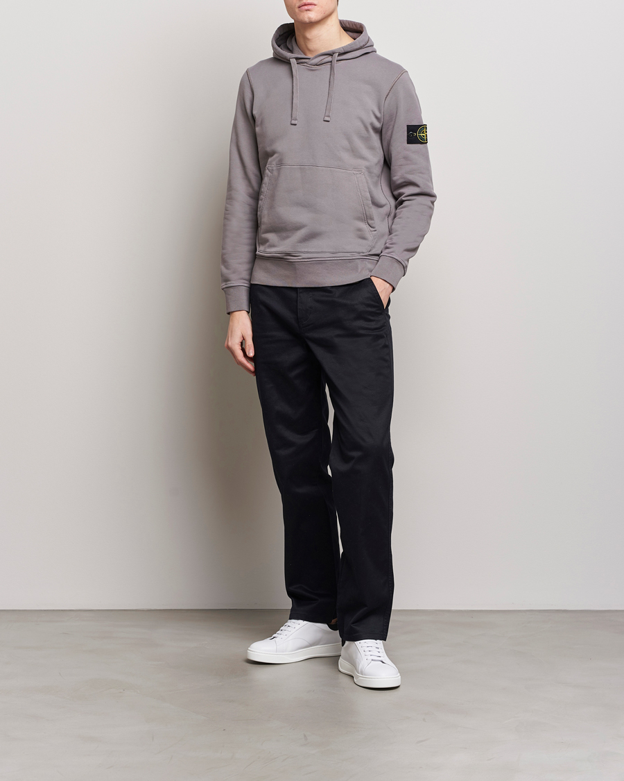 Mies | Puserot | Stone Island | Garment Dyed Cotton Fleece Hood Dove Grey