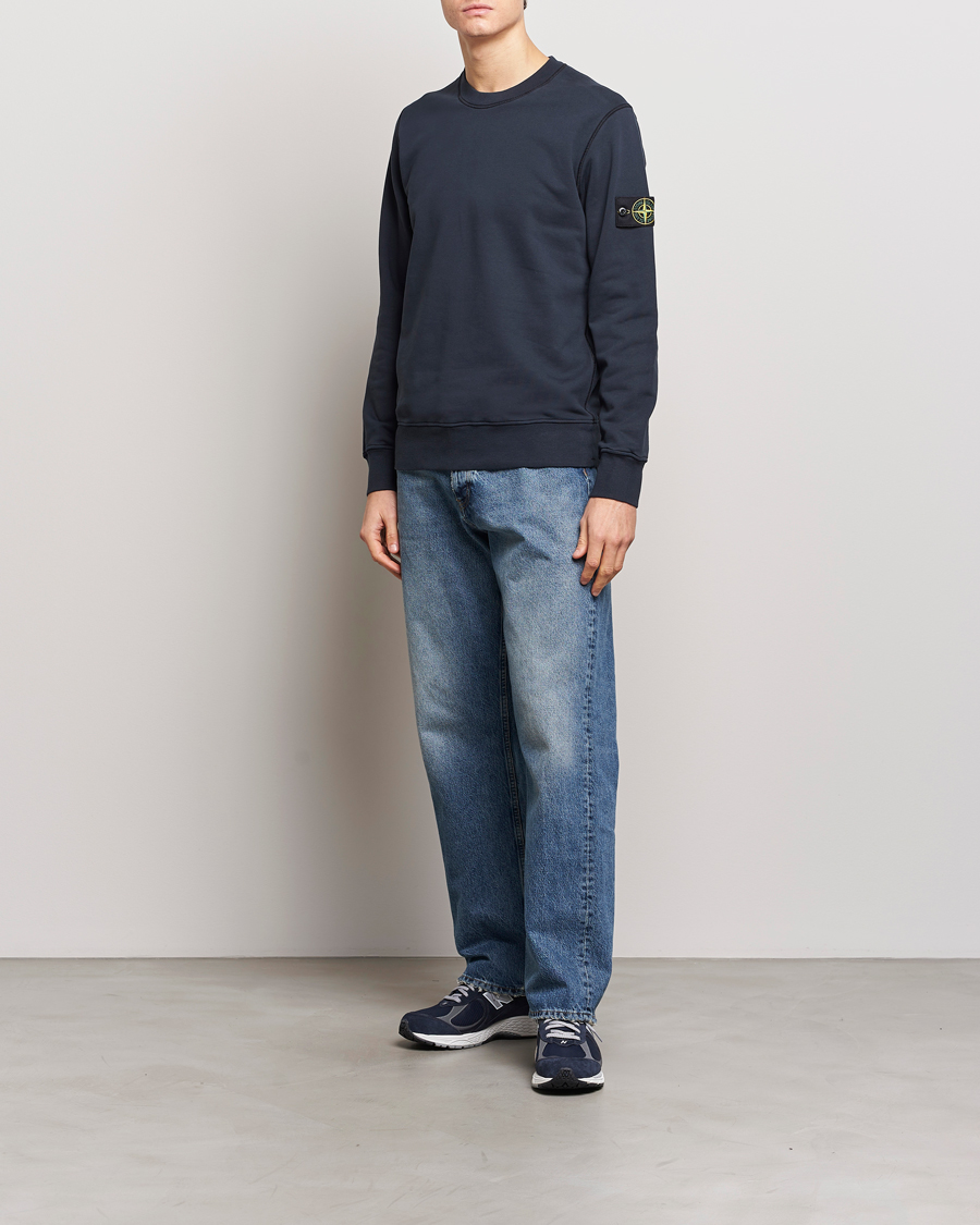 Mies | Puserot | Stone Island | Garment Dyed Cotton Sweatshirt Navy Blue