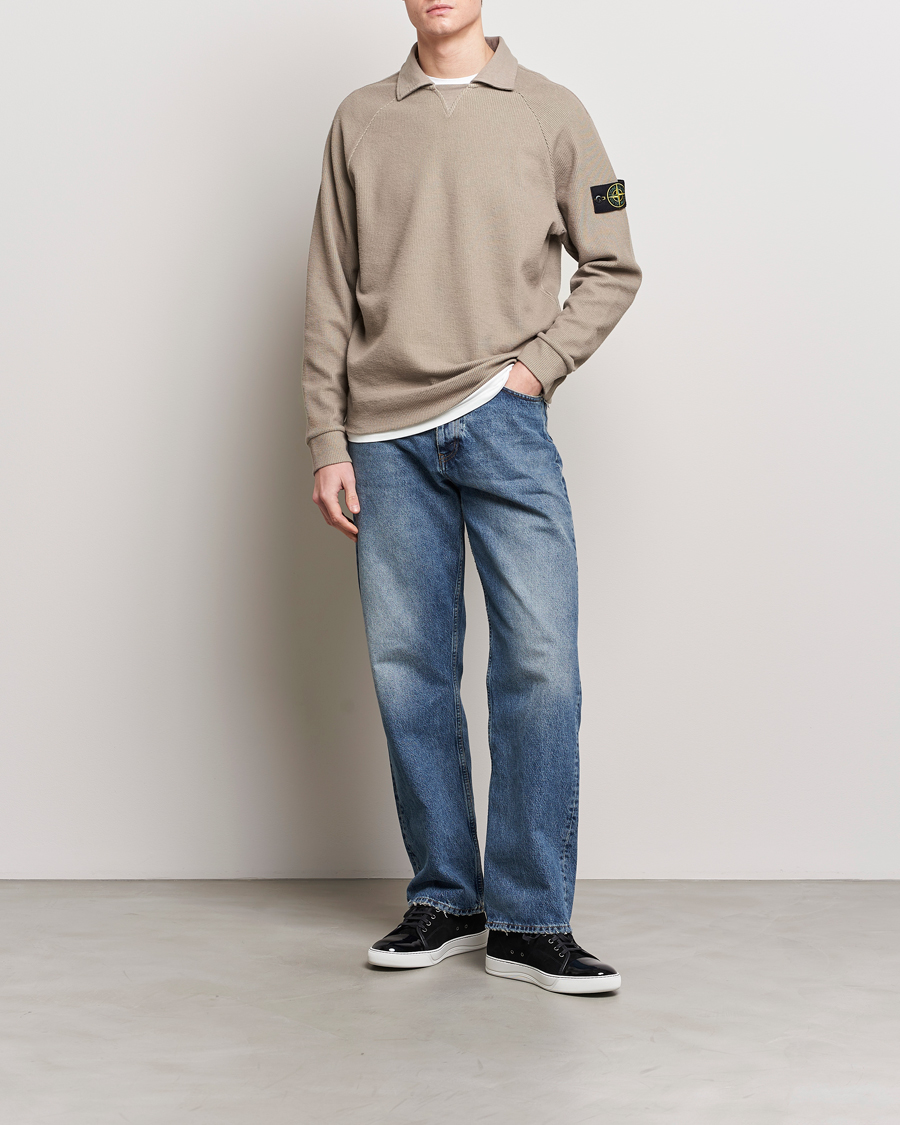 Mies | Puserot | Stone Island | Cotton Nylon Ribbed Fleece Poloshirt Dove Grey