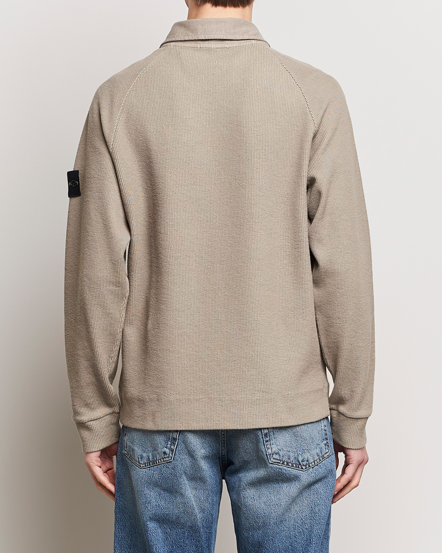 Mies | Puserot | Stone Island | Cotton Nylon Ribbed Fleece Poloshirt Dove Grey