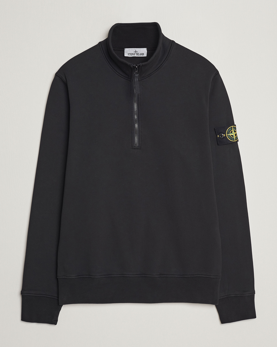 Mies | Puserot | Stone Island | Garment Dyed Cotton Half Zip Black