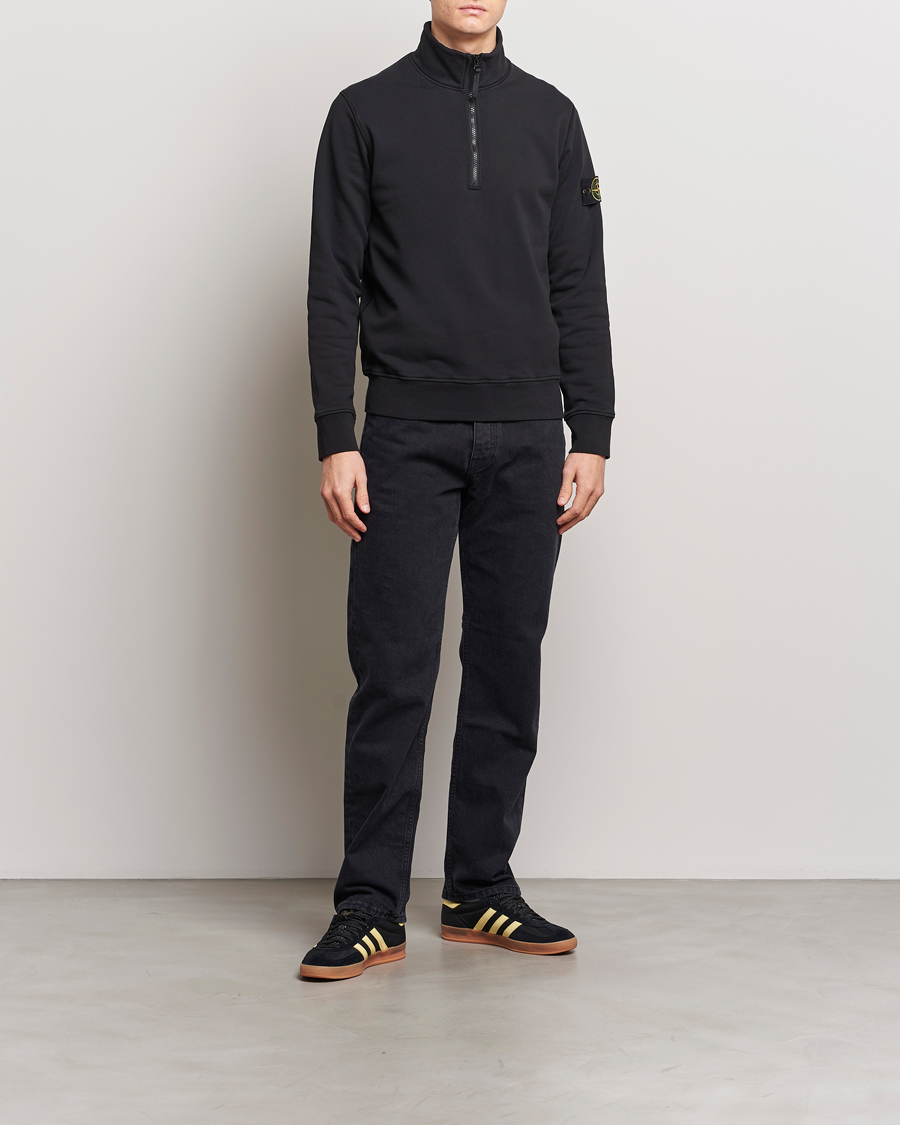 Mies | Puserot | Stone Island | Garment Dyed Cotton Half Zip Black