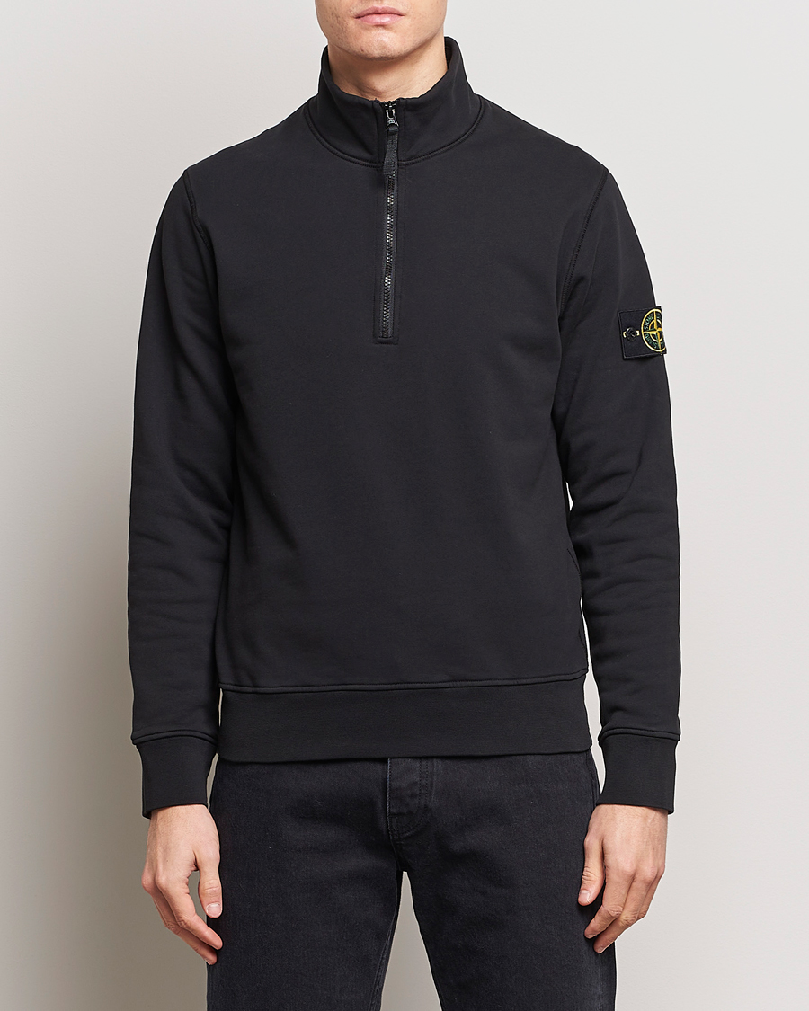Mies | Puserot | Stone Island | Garment Dyed Cotton Half Zip Black