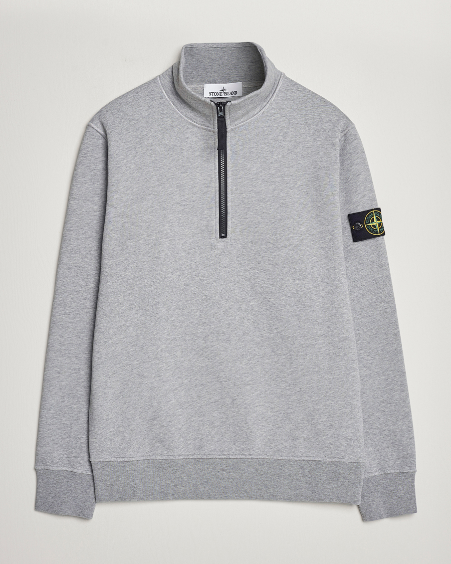 Mies | Puserot | Stone Island | Garment Dyed Cotton Half Zip Melange Grey