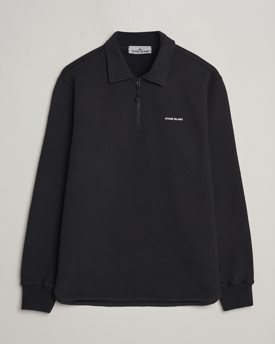 Mies | Puserot | Stone Island | Heavy Cotton Fleece Half Zip Sweatshirt Black