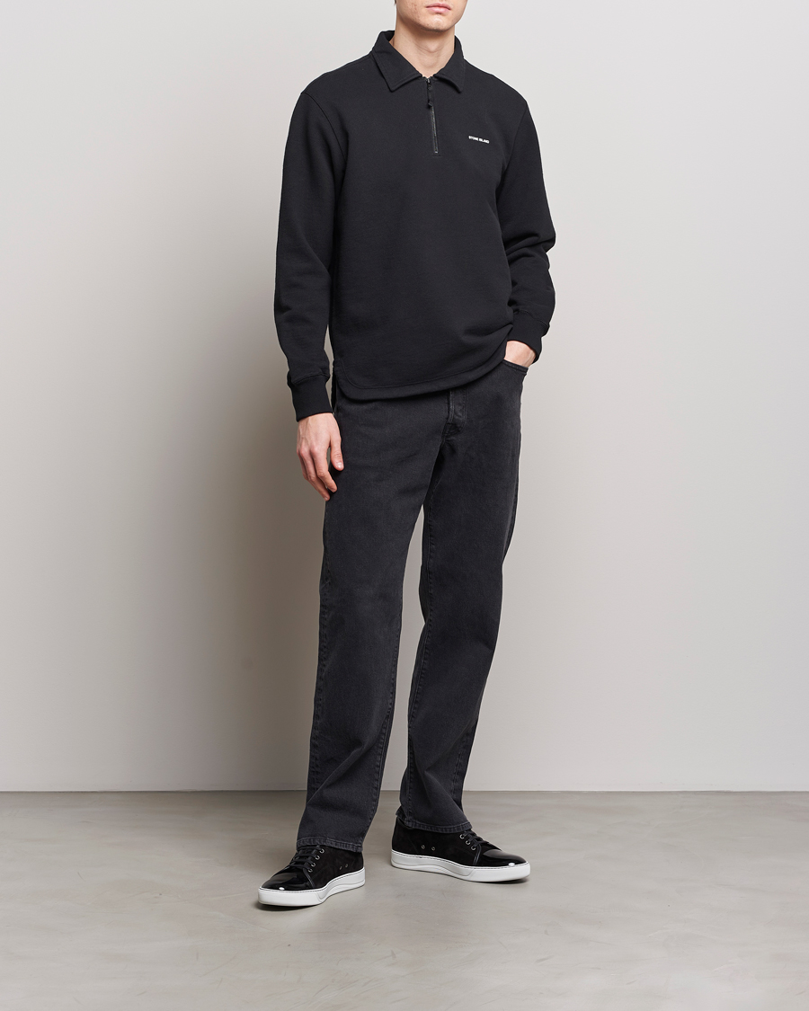 Mies | Puserot | Stone Island | Heavy Cotton Fleece Half Zip Sweatshirt Black