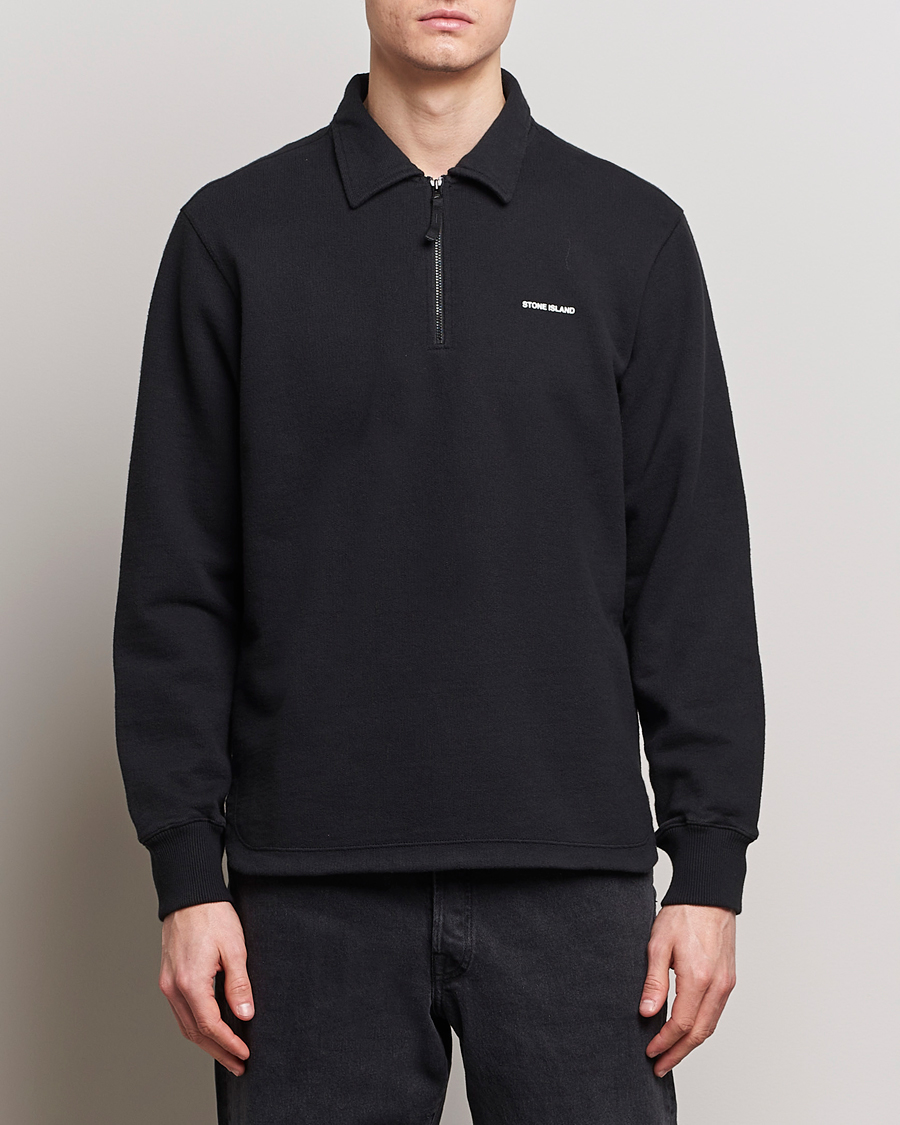 Mies |  | Stone Island | Heavy Cotton Fleece Half Zip Sweatshirt Black