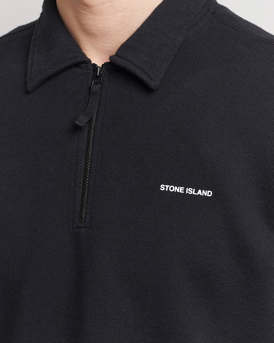 Mies | Puserot | Stone Island | Heavy Cotton Fleece Half Zip Sweatshirt Black