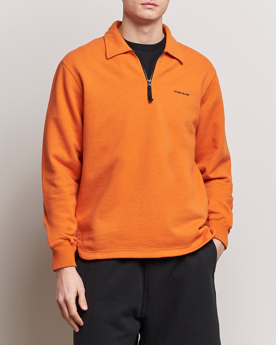 Mies | Puserot | Stone Island | Heavy Cotton Fleece Half Zip Sweatshirt Orange