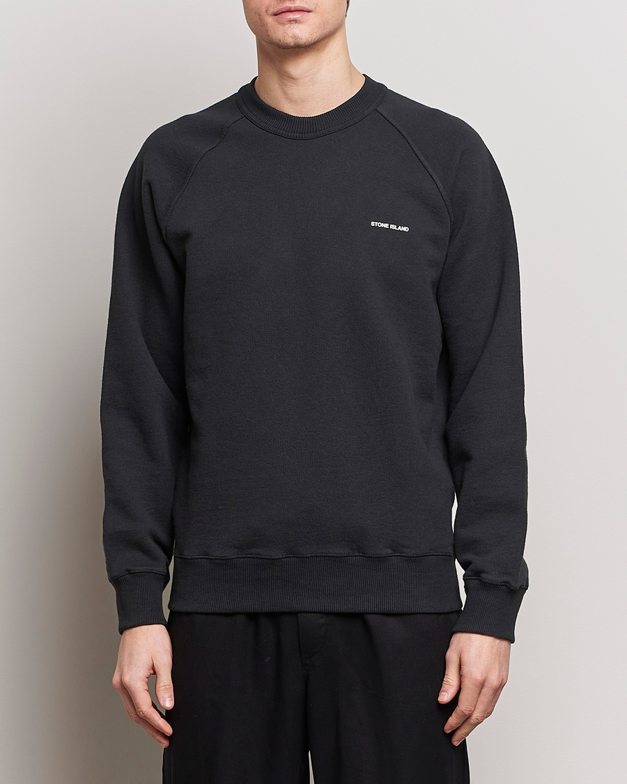 Mies | Puserot | Stone Island | Heavy Cotton Fleece Sweatshirt Black