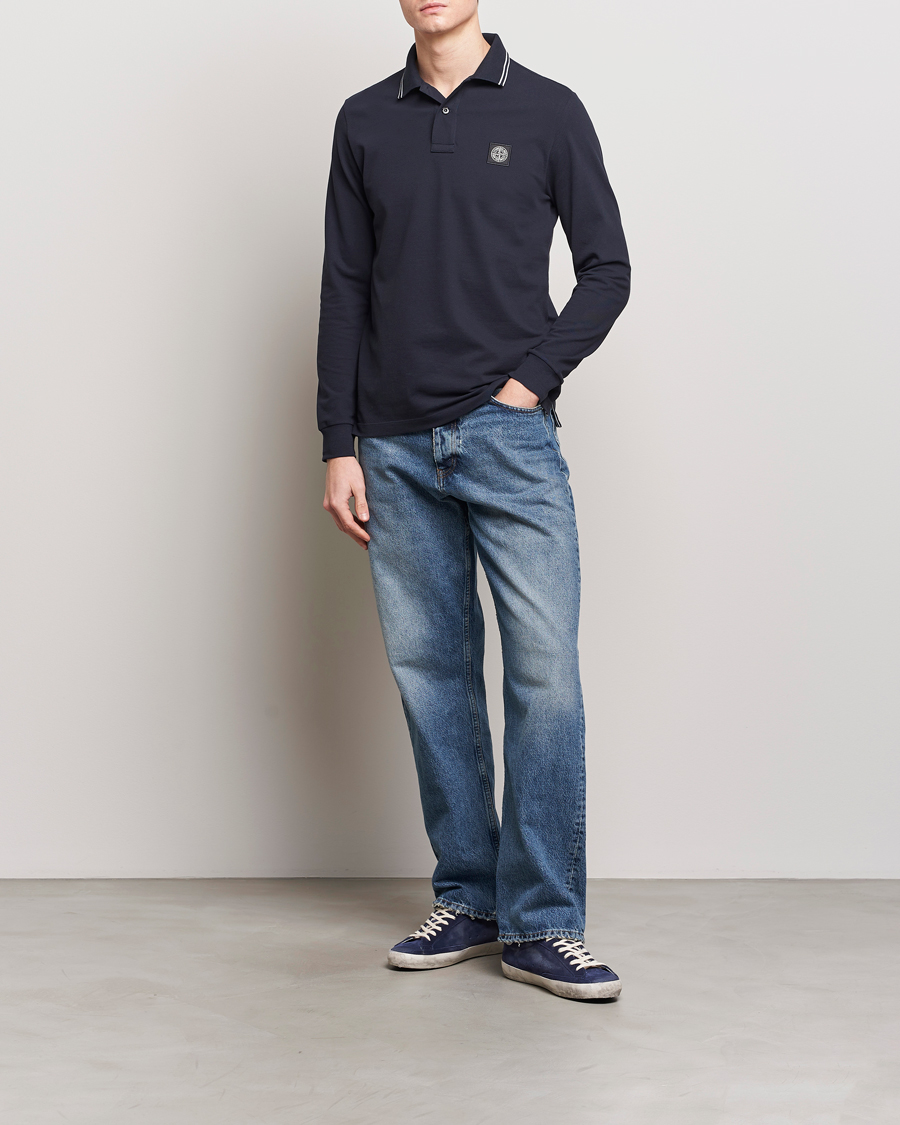 Mies | Puserot | Stone Island | Organic Cotton Stretch Pique Navy Blue