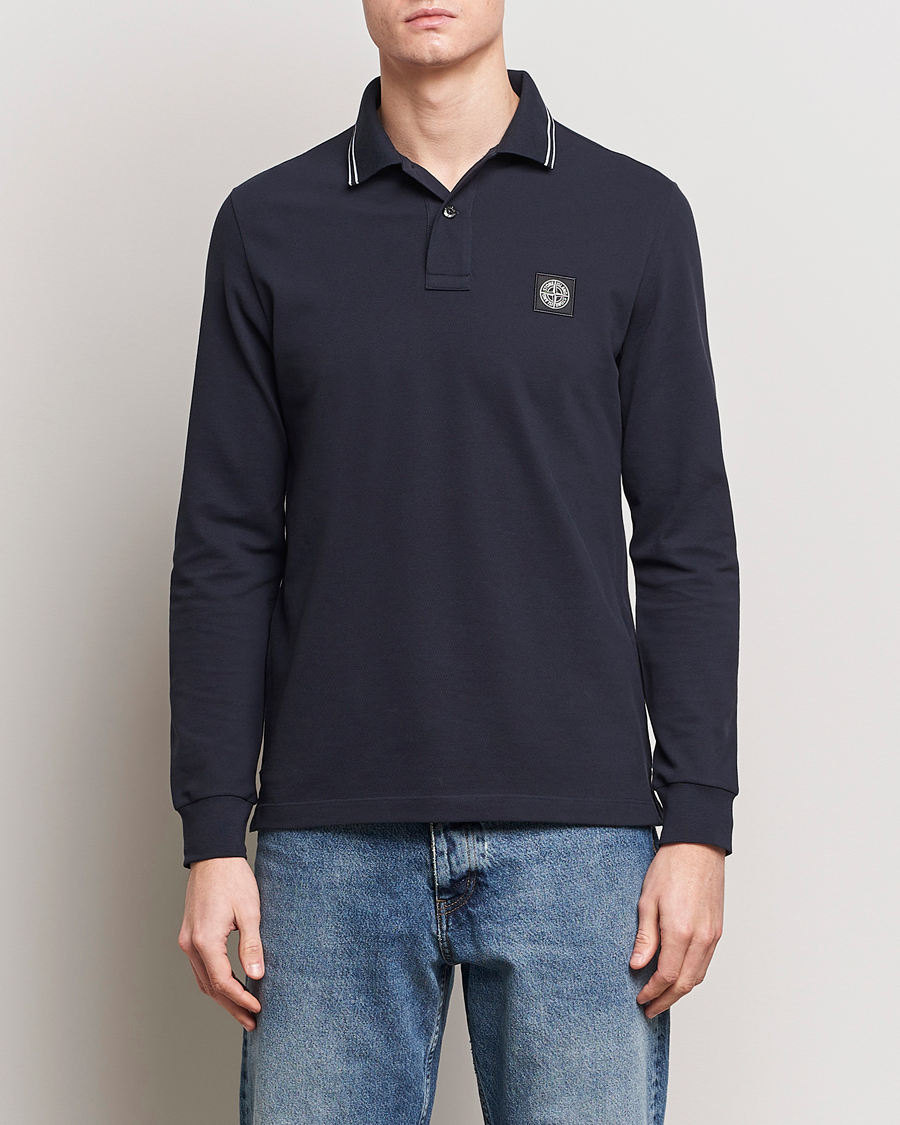 Mies | Puserot | Stone Island | Organic Cotton Stretch Pique Navy Blue