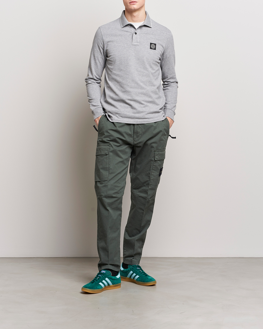 Mies | Puserot | Stone Island | Organic Cotton Stretch Pique Melange Grey