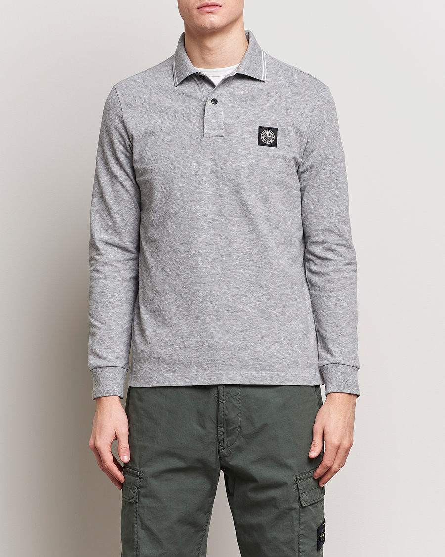 Mies | Puserot | Stone Island | Organic Cotton Stretch Pique Melange Grey