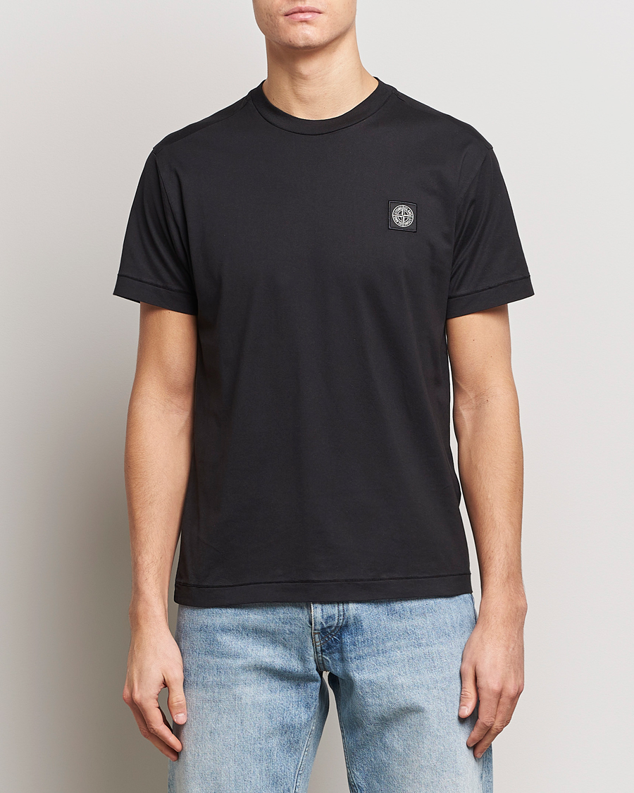 Mies | Mustat t-paidat | Stone Island | Garment Dyed Cotton Jersey T-Shirt Black