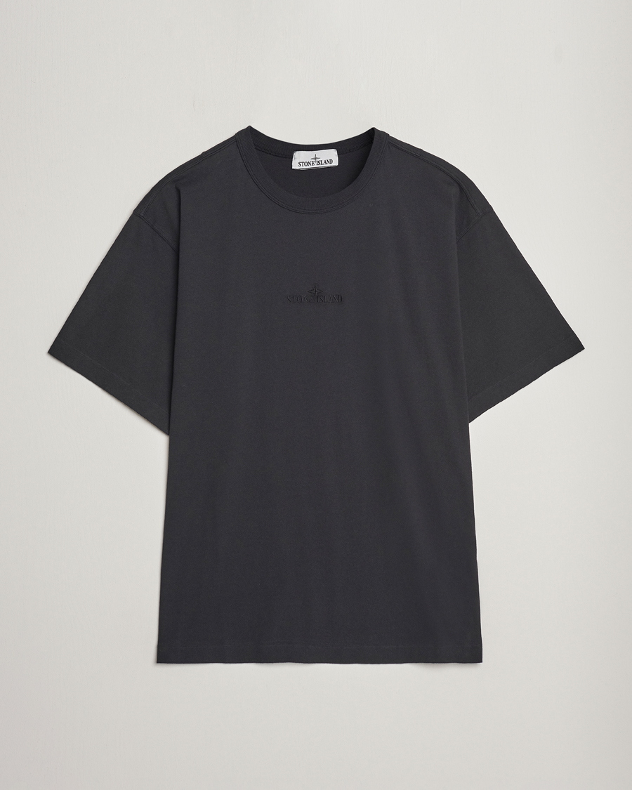 Mies | T-paidat | Stone Island | Organic Cotton Fissato Effect Center Logo T-Shirt Black