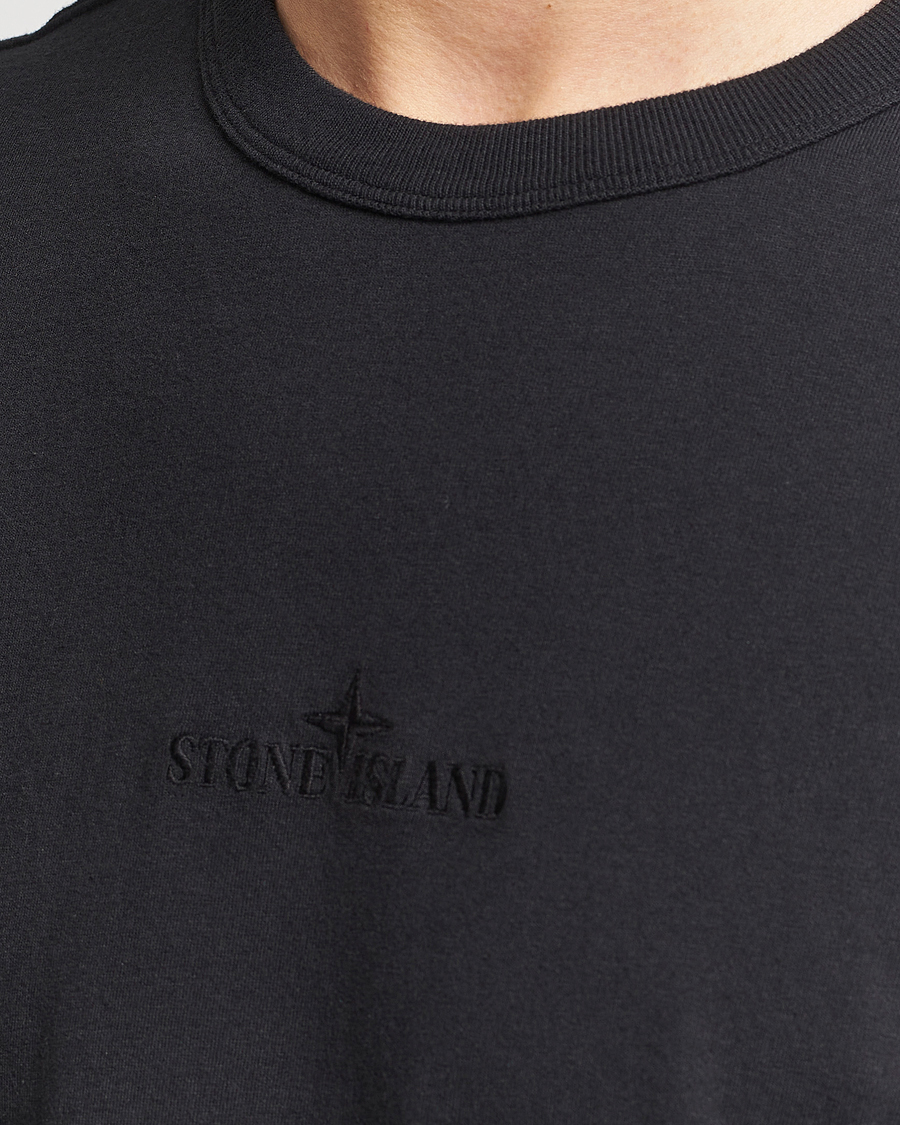 Mies | T-paidat | Stone Island | Organic Cotton Fissato Effect Center Logo T-Shirt Black