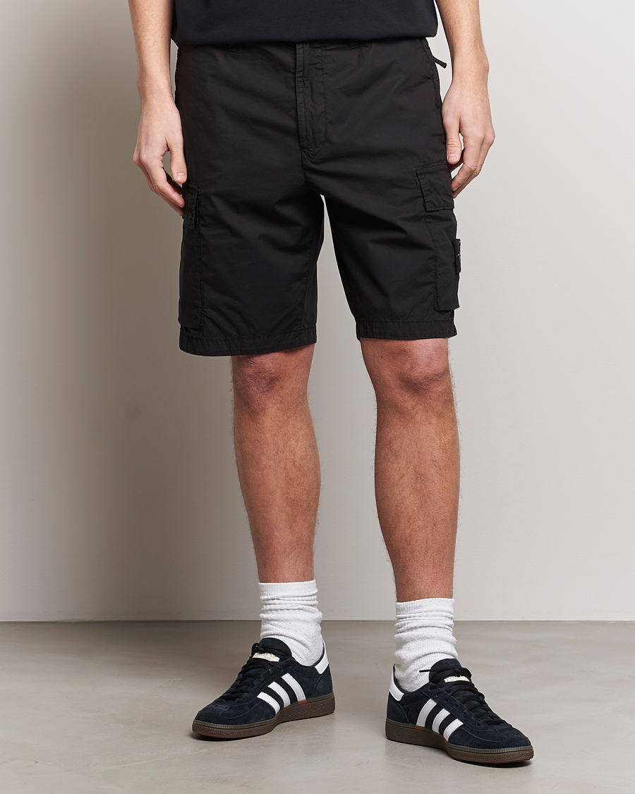 Mies |  | Stone Island | Stretch Cotton Tela Regular Fit Cargo Shorts Black