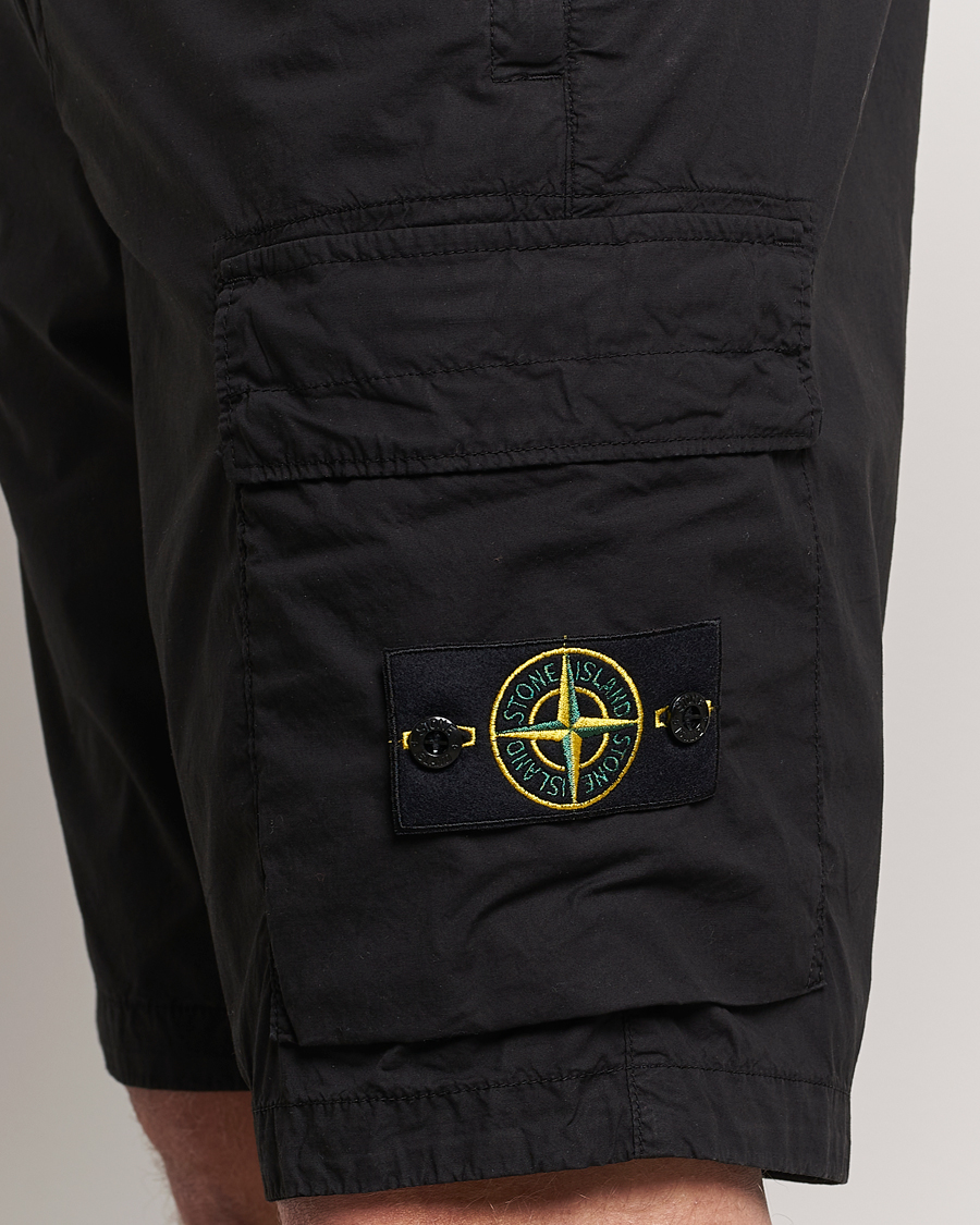 Mies | Shortsit | Stone Island | Stretch Cotton Tela Regular Fit Cargo Shorts Black