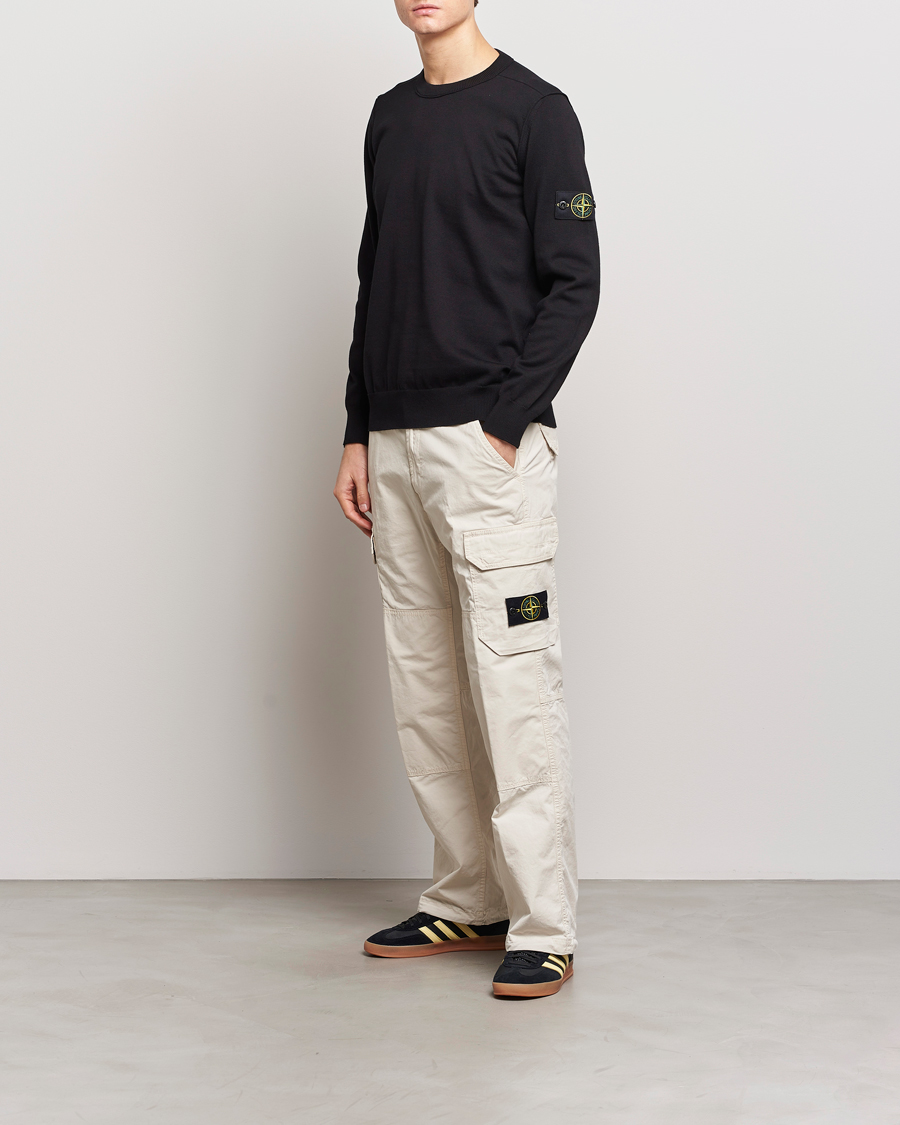 Mies | Puserot | Stone Island | Soft Organic Cotton Crew Neck Black