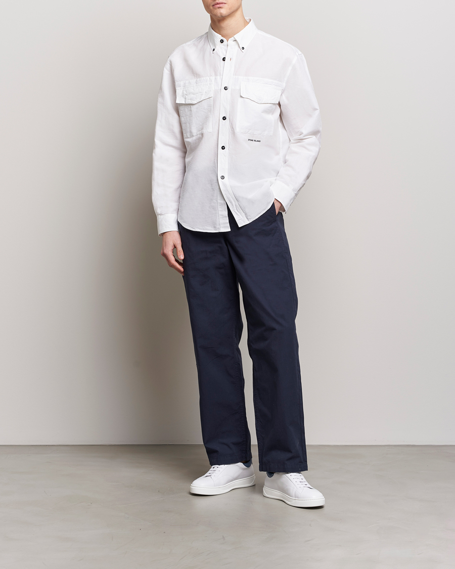 Mies | Kauluspaidat | Stone Island | Cotton/Hemp Pocket Overshirt White