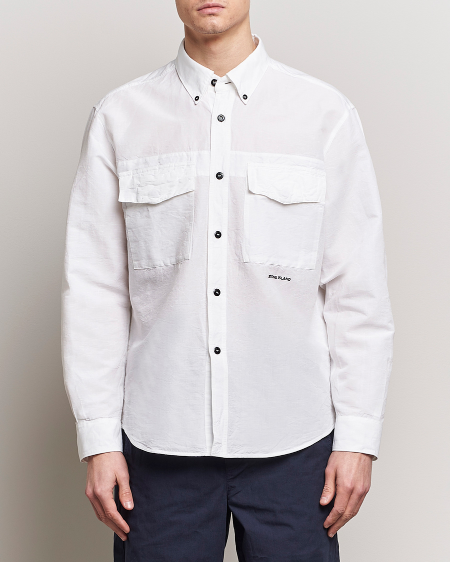 Mies | Kauluspaidat | Stone Island | Cotton/Hemp Pocket Overshirt White