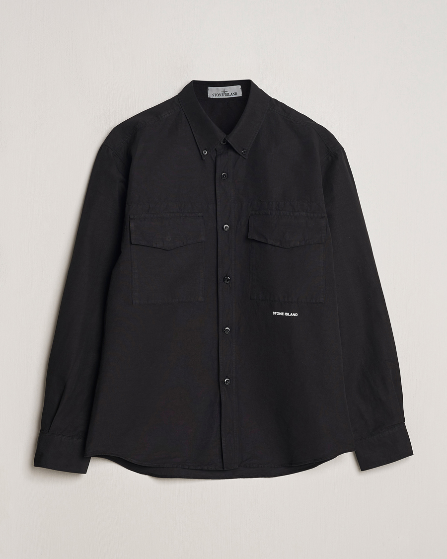 Mies | Kauluspaidat | Stone Island | Cotton/Hemp Pocket Overshirt Black