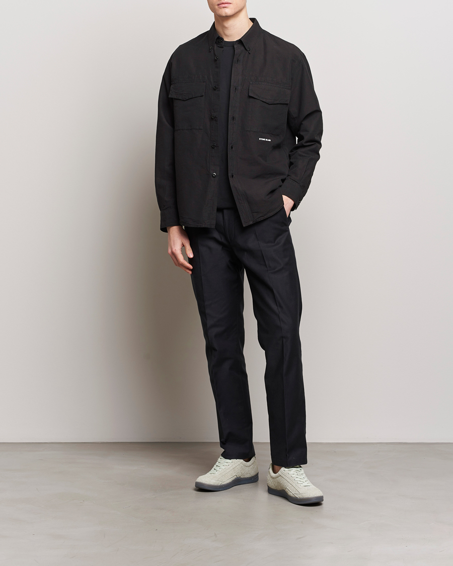 Mies | Kauluspaidat | Stone Island | Cotton/Hemp Pocket Overshirt Black