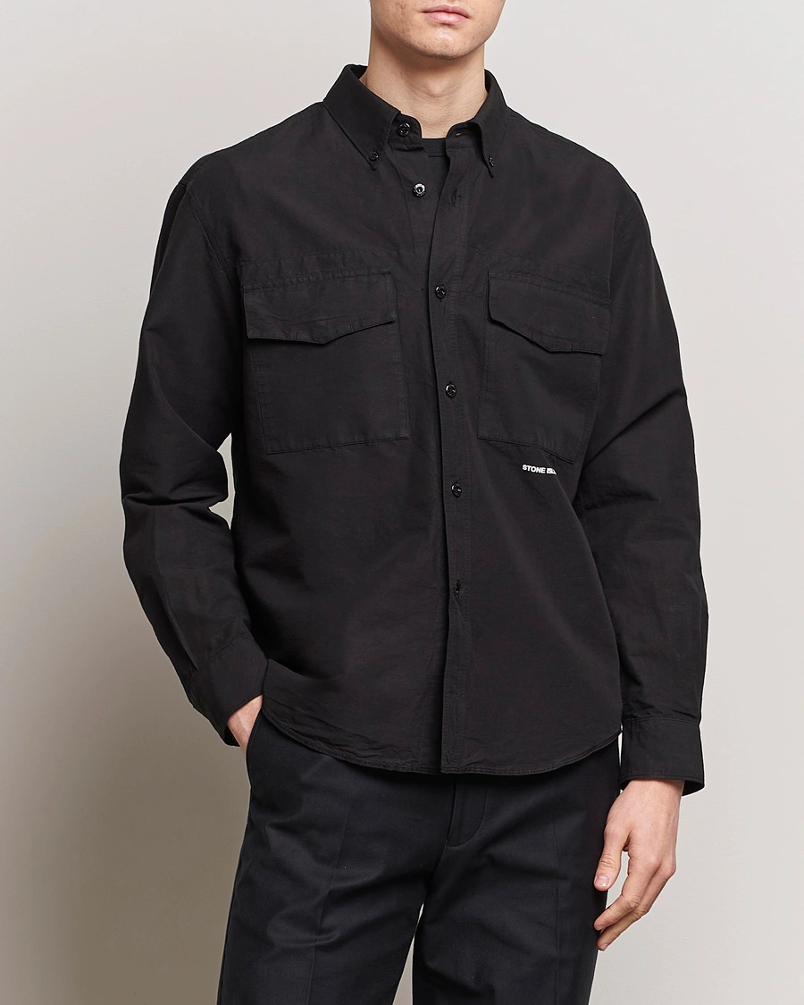 Mies |  | Stone Island | Cotton/Hemp Pocket Overshirt Black