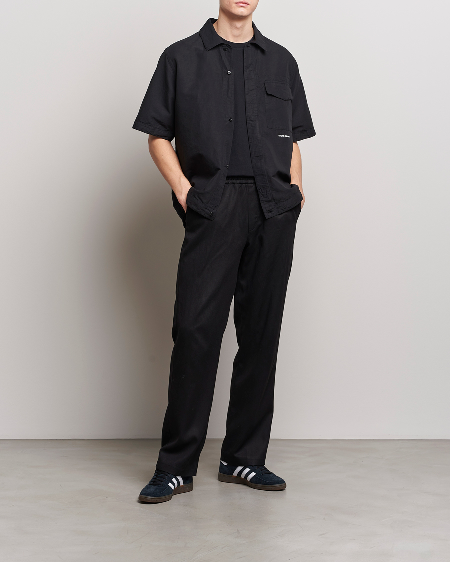 Mies | Kauluspaidat | Stone Island | Cotton/Hemp Short Sleeve Shirts Black