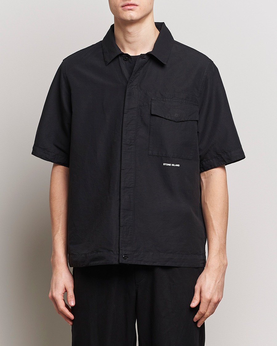 Mies | Kauluspaidat | Stone Island | Cotton/Hemp Short Sleeve Shirts Black